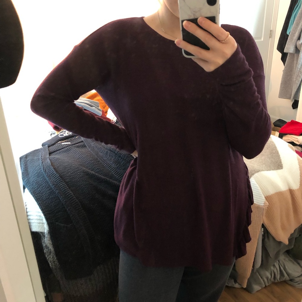 Aerie Maroon/Plum Long Sleeve with Slit Frill Side